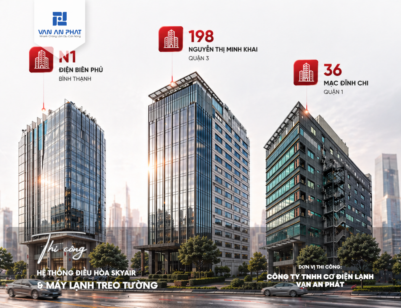Thi công hệ thống điều hòa Skyair và máy lạnh treo tường